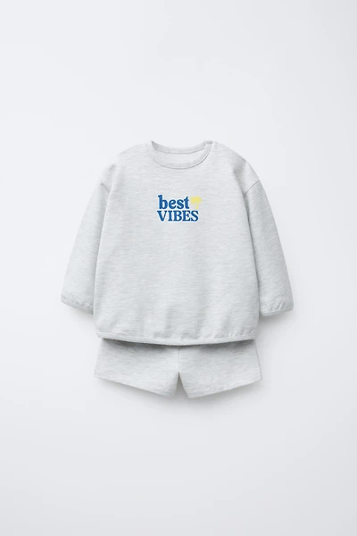 TEXT SWEATSHIRT AND BERMUDA SET