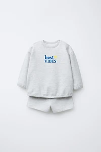 TEXT SWEATSHIRT AND BERMUDA SET