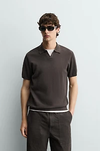 KNIT TEXTURED POLO SHIRT