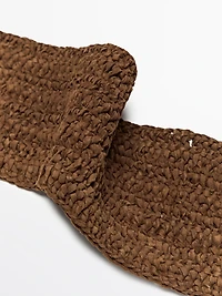 Plaited split suede leather sash belt