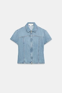 CHEMISE EN DENIM TRF À FERMETURE ÉCLAIR