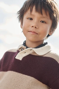 LIMITED EDITION 100% WOOL STRIPED KNIT POLO SHIRT