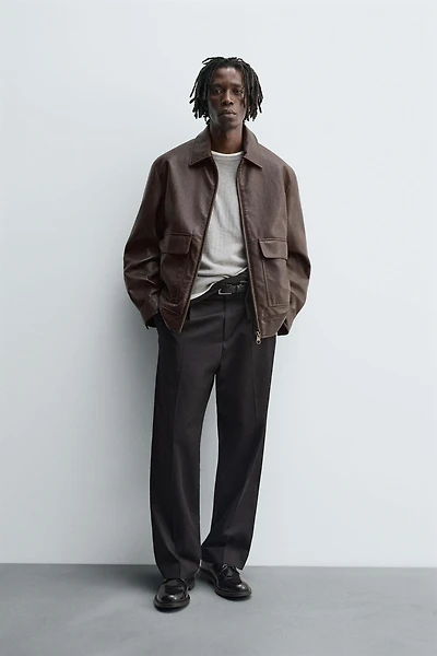 FAUX LEATHER OVERSHIRT