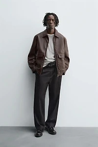 FAUX LEATHER OVERSHIRT