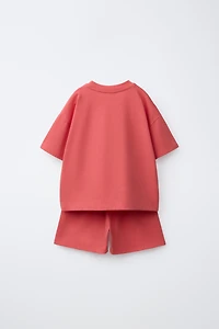 PLAIN T-SHIRT AND BERMUDA JOGGING SET