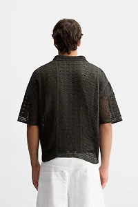 CROCHET TEXTURED POLO SHIRT