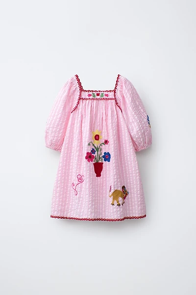 EMBROIDERED STRIPED DRESS SISSEL EDELBO X ZARA KIDS