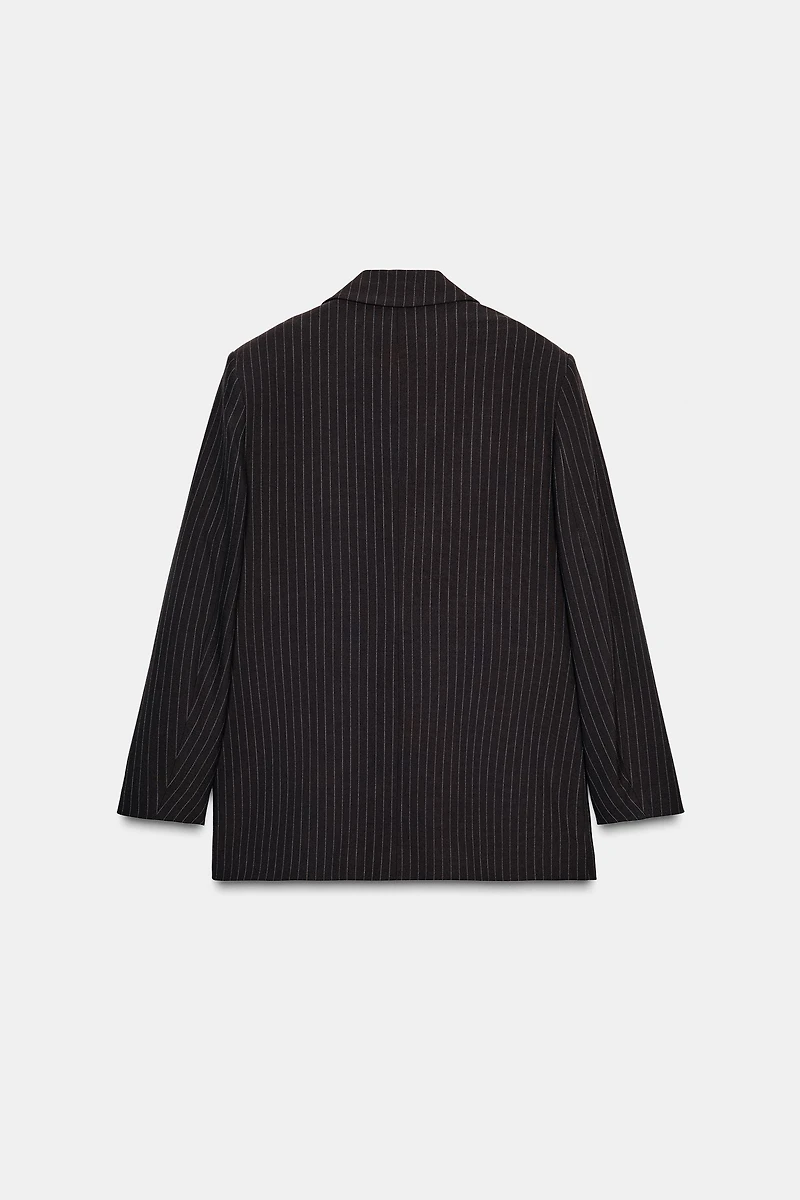OVERSIZED PINSTRIPE DOUBLE BREASTED BLAZER