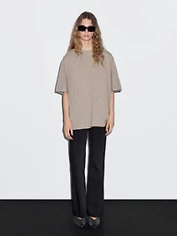 Oversize knit sweater with short sleeves