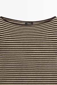 Striped wool-blend knit sweater