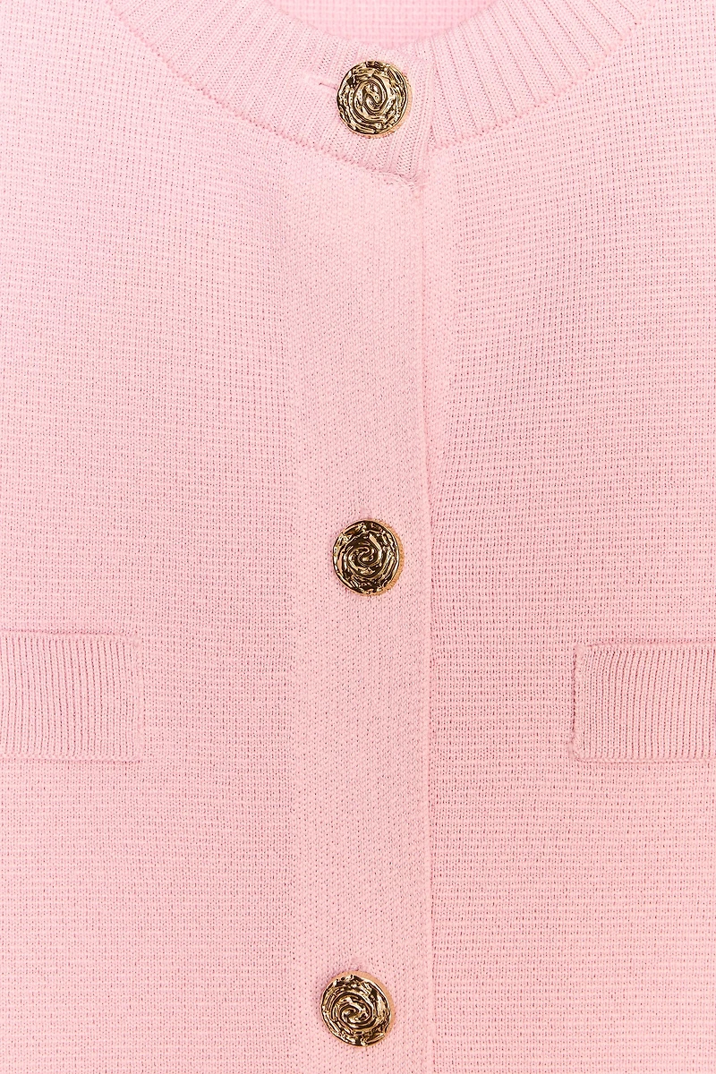 SHORT SLEEVE KNIT CARDIGAN