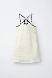 FLORAL CROCHET KNIT DRESS