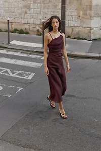 ASYMMETRIC 100% LINEN MIDI DRESS