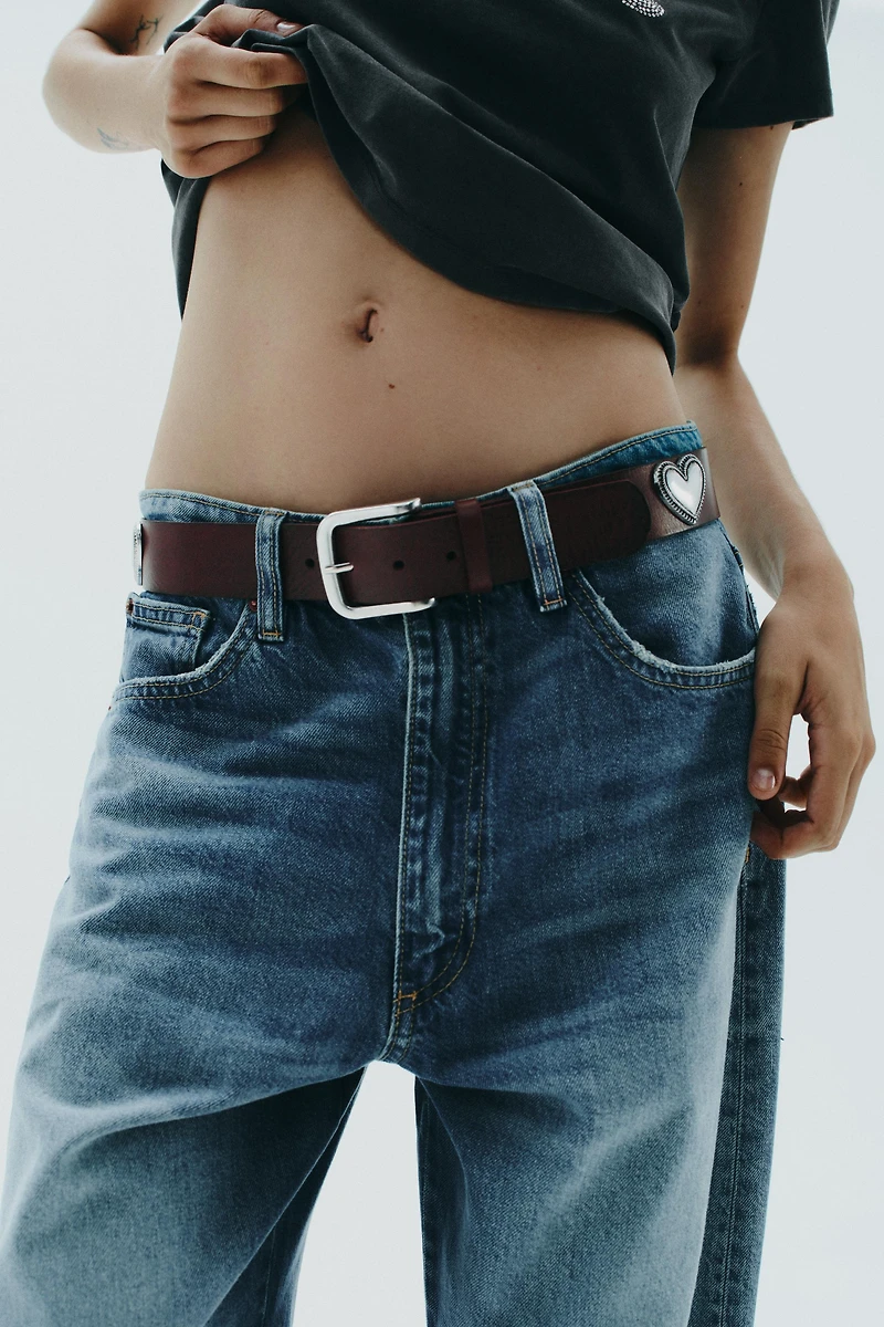LEATHER HEART STUD BELT
