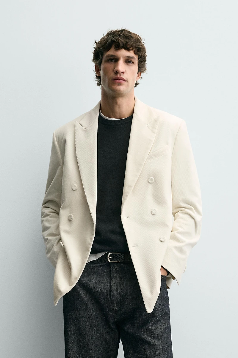 DOUBLE BREASTED CORDUROY BLAZER