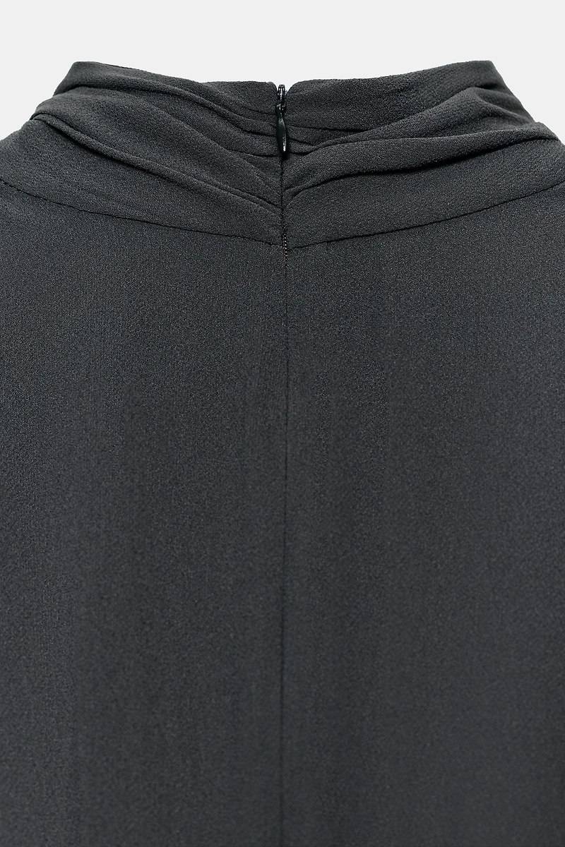 SHORT COMBINATION VELVET RUFFLE DRESS