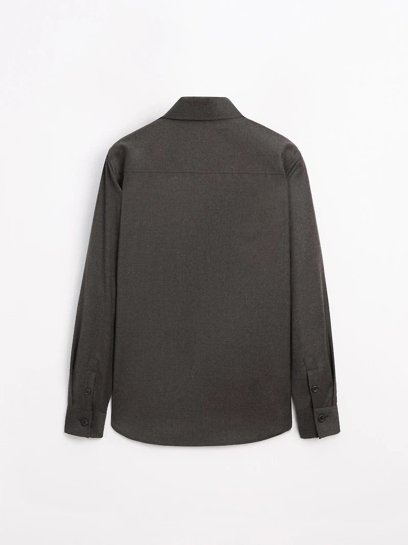 Regular fit double wool overshirt