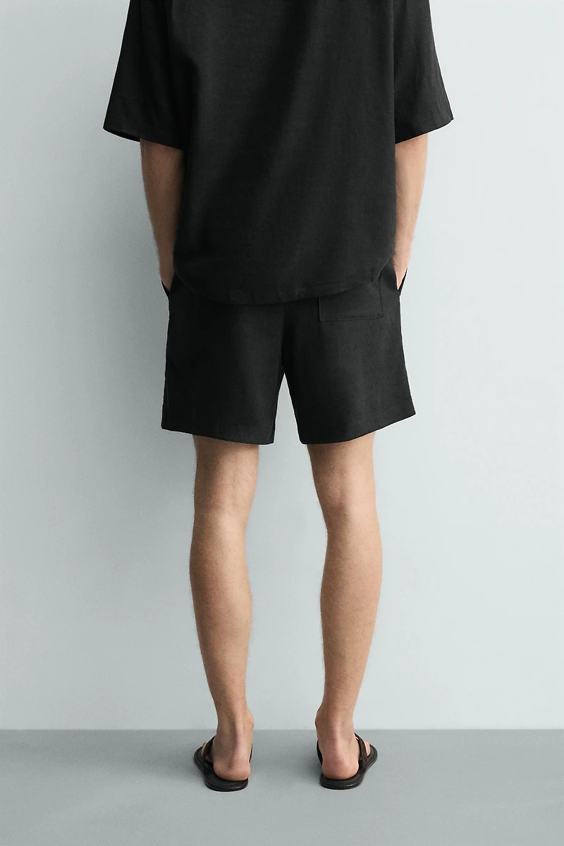 RELAXED FIT LINEN BLEND SHORTS