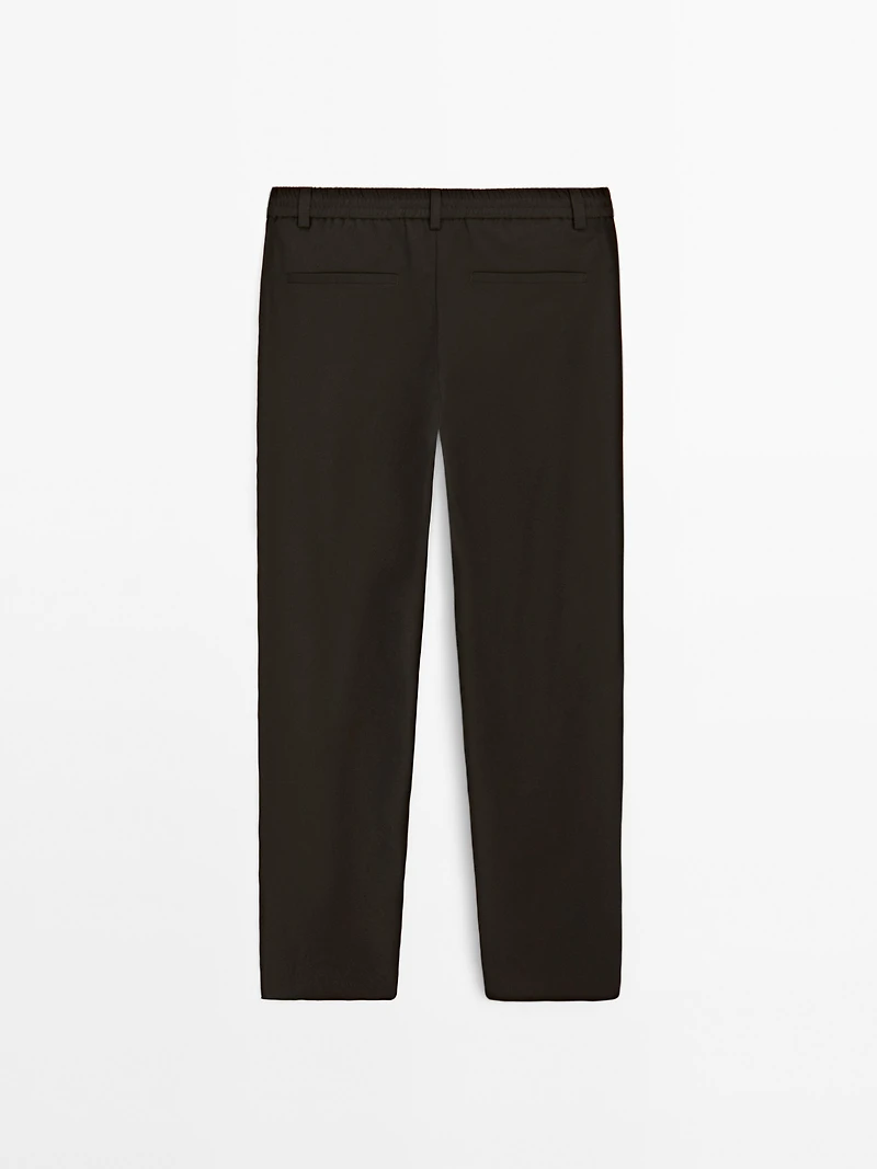 Wool blend jogger fit trousers