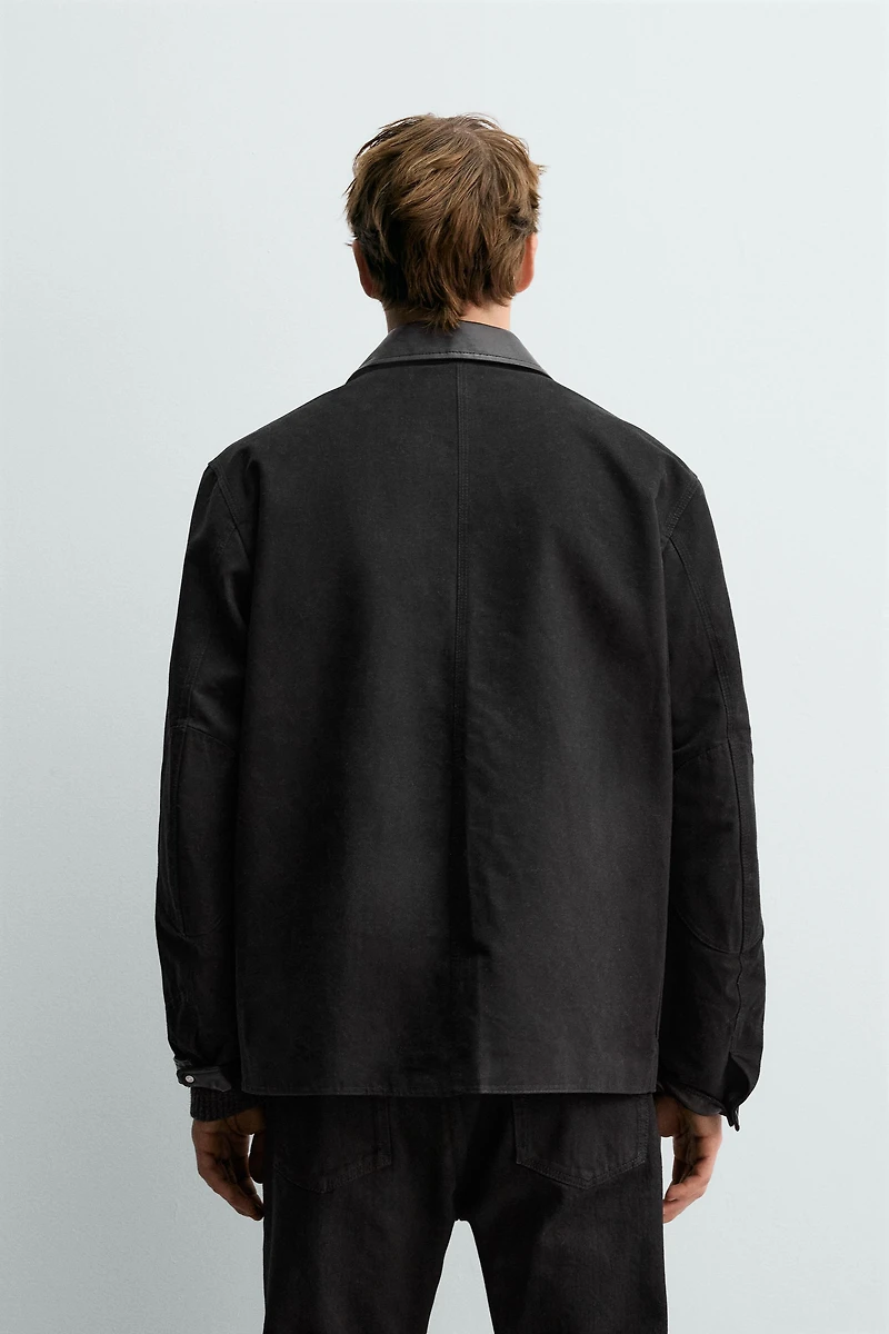 VESTE EN CUIR BIMATIÈRE AARON LEVINE X ZARA