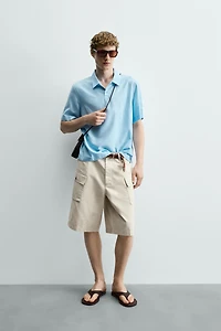 FLOWY VISCOSE BLEND POLO SHIRT