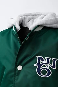 BOMBER JACKET WITH REMOVABLE TEXT HOODIE