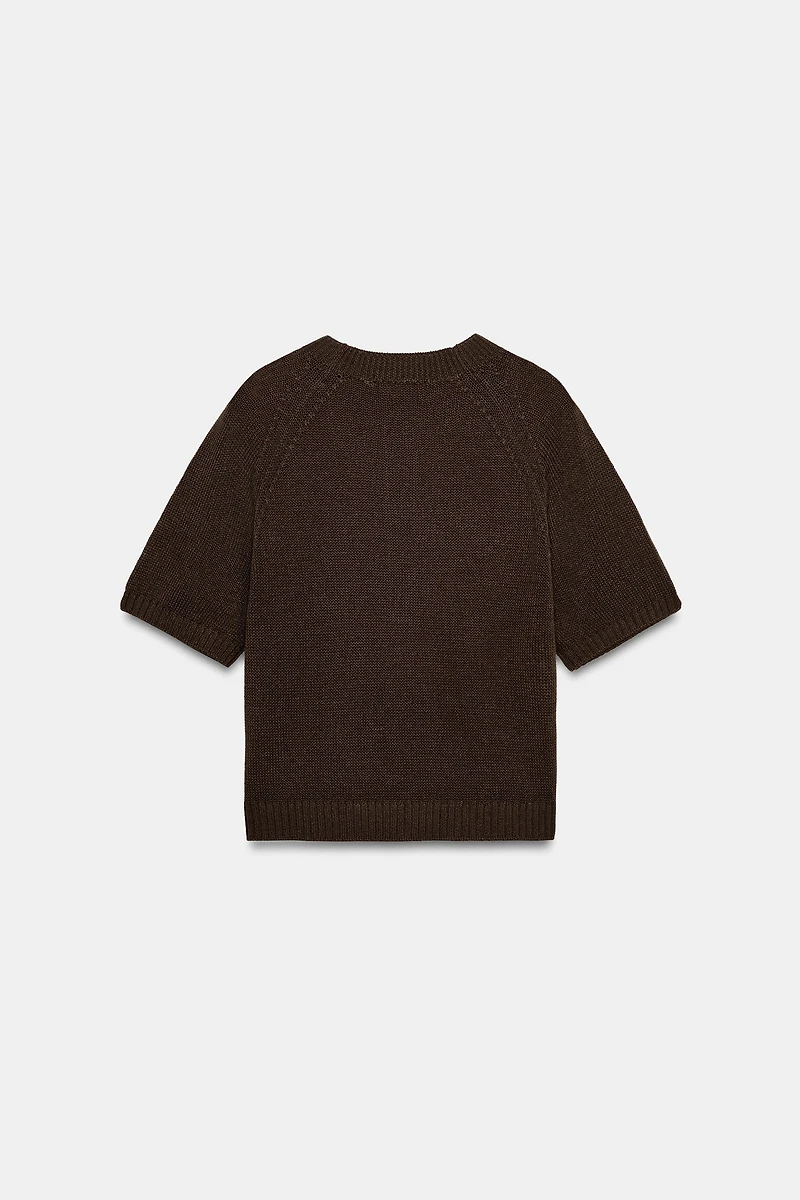 SHORT SLEEVE BUTTON KNIT JUMPER