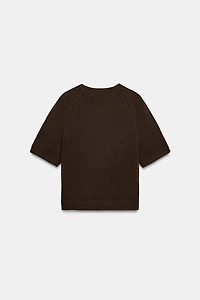 SHORT SLEEVE BUTTON KNIT JUMPER