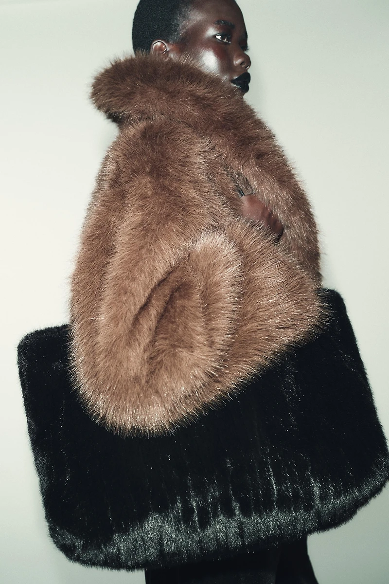 FAUX FUR TOTE BAG