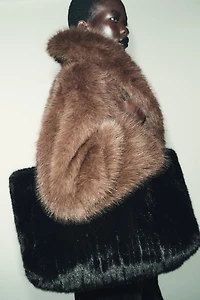FAUX FUR TOTE BAG