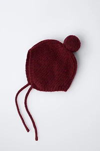 KNIT POMPOM BONNET