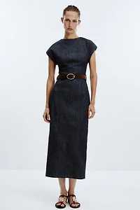 BELTED FITTED MIDI DRESS