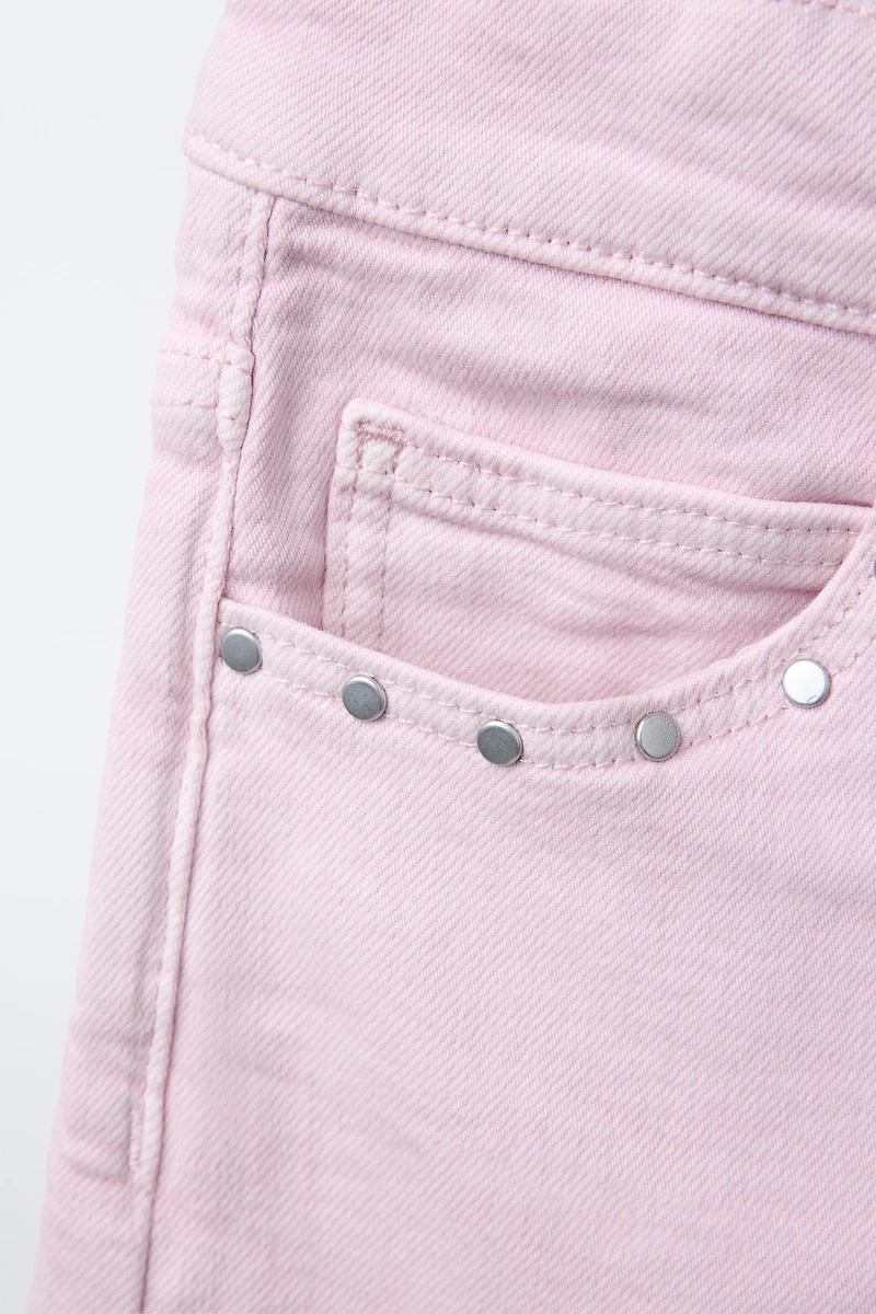 STUDDED DENIM BERMUDA SHORTS