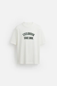 RIBBED TEXT T-SHIRT