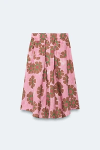 LIMITED EDITION FLORAL LINEN BLEND MIDI SKIRT