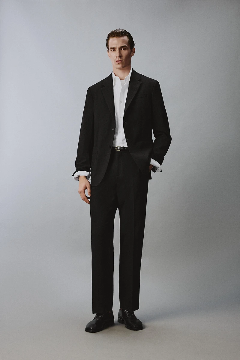100% WOOL TEXTURED SUIT JACKET