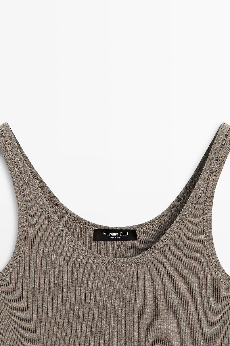 Ribbed silk blend strappy top