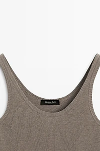 Ribbed silk blend strappy top