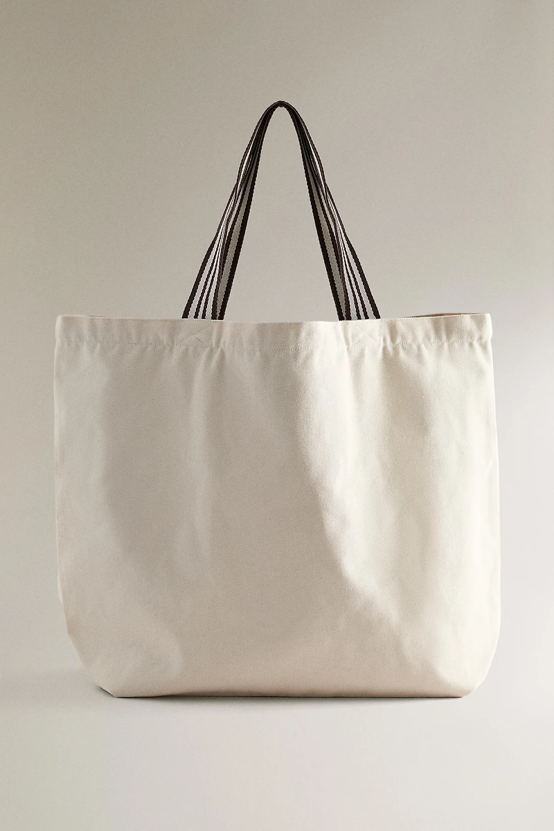 SAC CABAS TISSÉ RÉVERSIBLE RAYURES