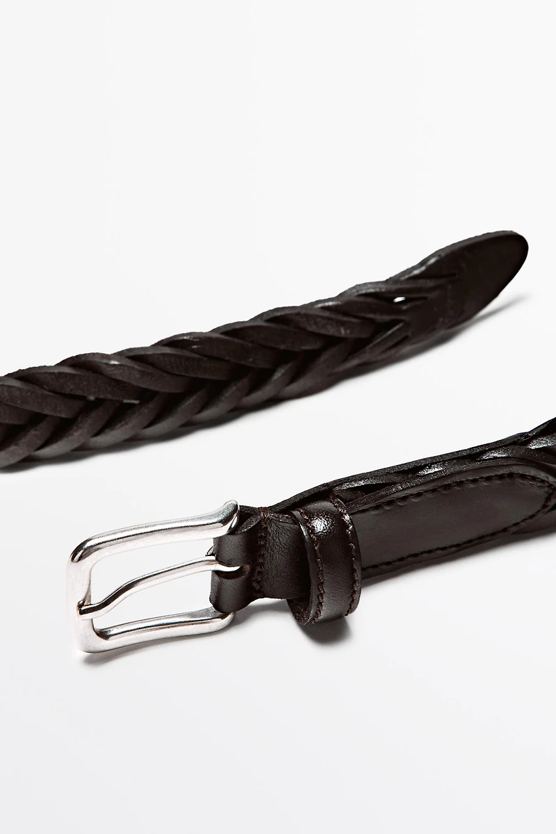 Braided leather belt