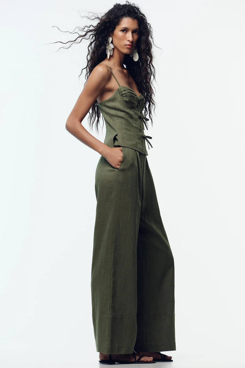 LINEN BOW STRAP JUMPSUIT