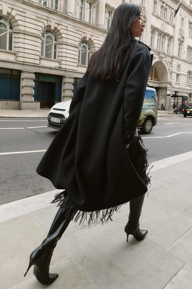OVERSIZED WOOL COAT WITH CONTRAST CUFF