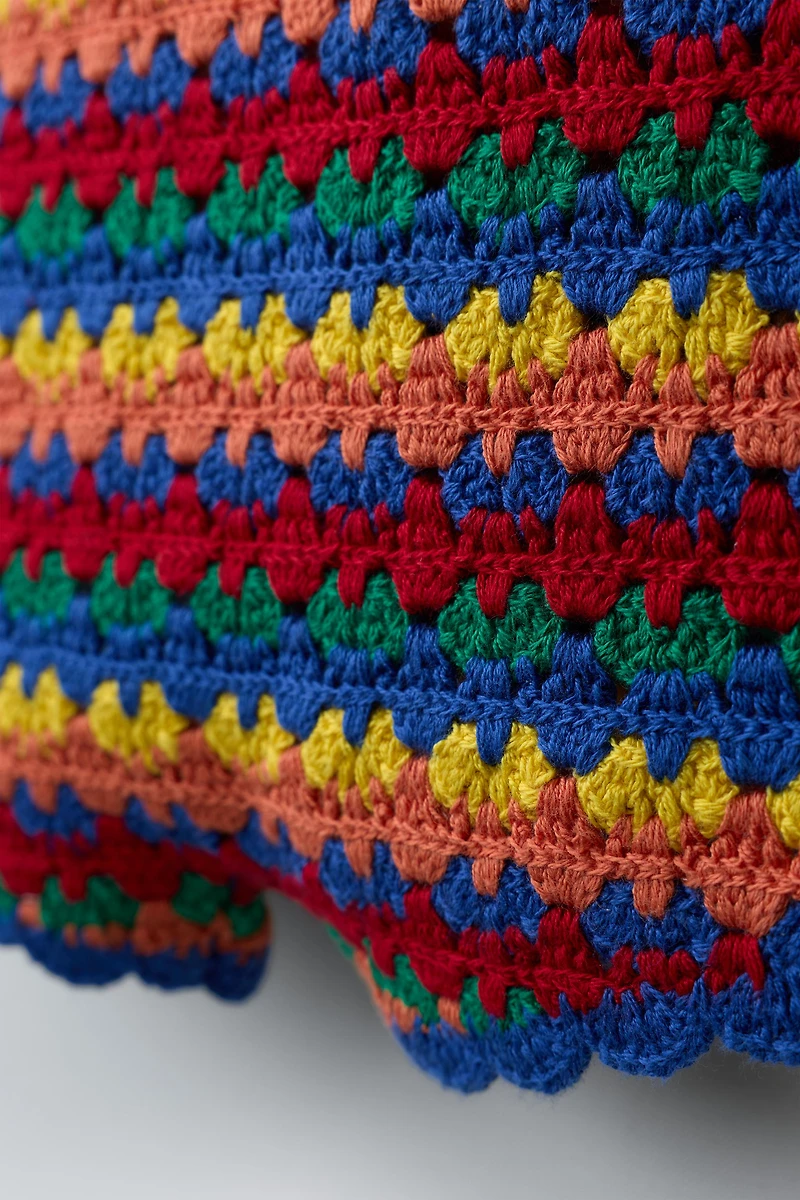 MULTICOLOR CROCHET KNIT SHORT JUMPSUIT