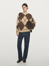 Pull à losanges en laine mélangée