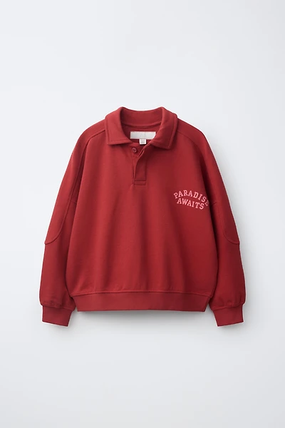 TEXT PRINT POLO SWEATSHIRT