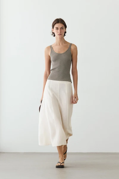 Flowing 100% linen midi skirt