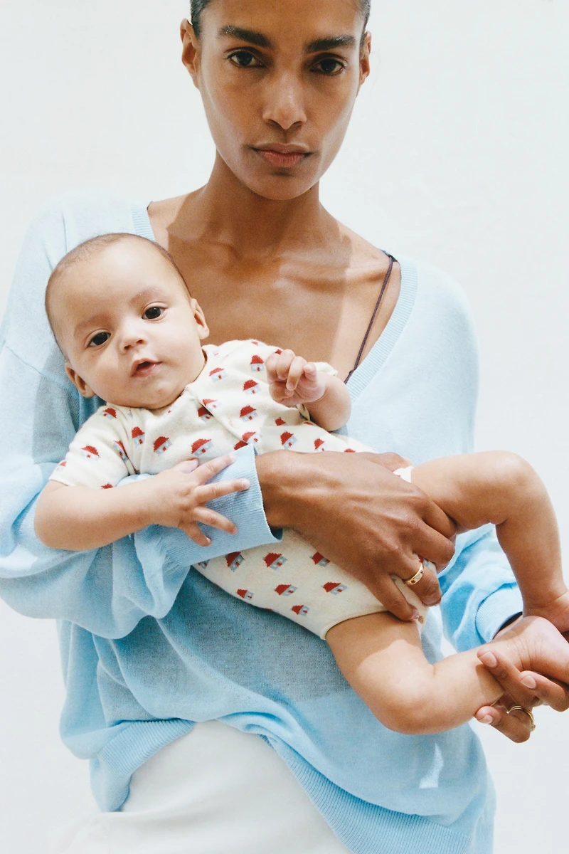 LITTLE HOUSES JACQUARD KNIT ROMPER