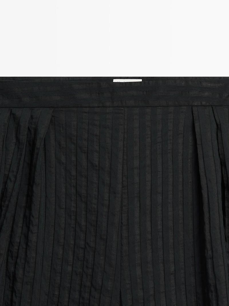 Flowing linen-blend drop crotch pants