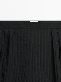 Flowing linen-blend drop crotch pants