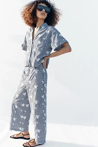 EMBROIDERED PLAID CULOTTES